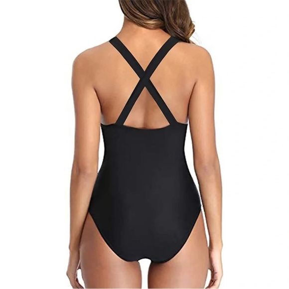 TEMPT Me Swimsuit Plunge V-neck Monokini Sexy Hollow Out Black Criss Cross 22W - Picture 4 of 11